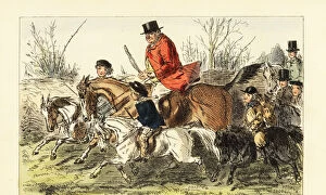 Curls Collection: Fox hunting gentleman riding out with boys on ponies