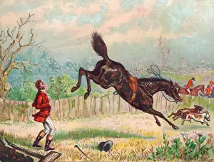 Foxhunting scene on a greetings card
