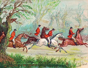 Foxhunting scene on a greetings card