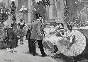 Lobby Prints: In the Foyer. Engraving, 1898
