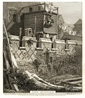 Cripplegate Prints: Fragment of London Wall with battlements, 1793