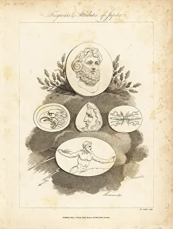 Garnet Prints: Fragments and attributes of Roman god Jupiter