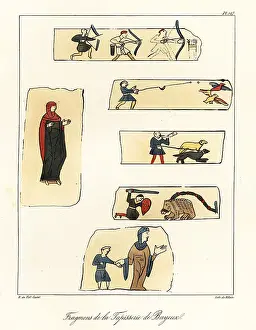Fragments Prints: Fragments from the Bayeux Tapestry depicting the Norman Conquest