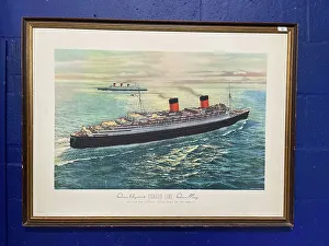 Inches Prints: Framed poster, Cunard Line, Queen Mary and QE2