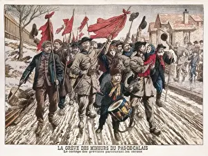 Miners Prints: France (19th c. ). Workers movement. Strike of