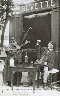 France, Biarritz - Elderly drinkers argue