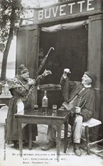 Drunkards Prints: France, Biarritz - Elderly drinkers argue