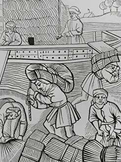 Parisians Prints: France. Carriers of hay. Facsimile of an engraving from 1528