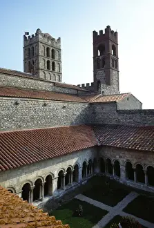 Cloister Prints: France. Elne Cathedral. Cloister. 12th-14th