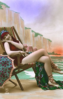 Alluring Gallery: France - Jolly girl in a bathing costume on a deckchair