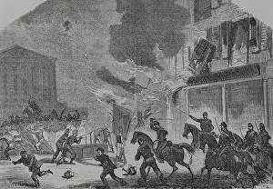 Francia Prints: France. Paris Commune. Arsonist firefighters surprised