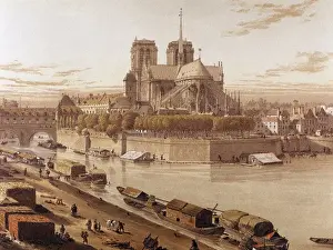 Seine Prints: France. Paris. Notre Dame in 1750