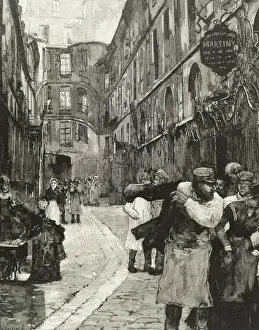 Dragon Prints: France. Paris. Old town. Dragon street, 1885. Engraving 19t