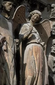 French Woman Collection: FRANCE. Reims. Cathedral of Notre-Dame. Angel