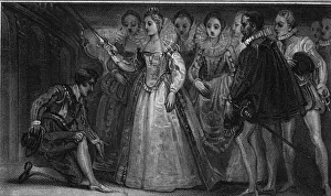 Drake Gallery: Francis Drake knighted by Queen Elizabeth I