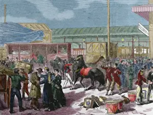 Americana Prints: Franco-Prussian War. 1870-1871. French troops taking trains