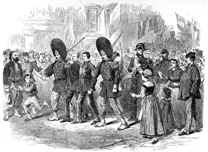 Brought Prints: Franco-Prussian War. First German Prisoners brought into Met