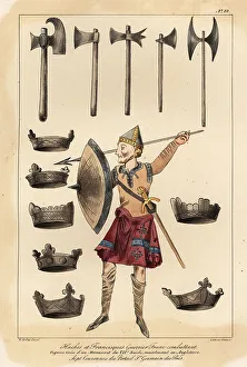 Frankish warrior, axes, franciscas, and crowns