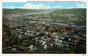 Pneumatic Prints: Franklin, Pennsylvania, USA - Birds eye view - toward the Chicago Pneumatic Tool Co