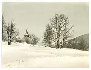Reversed Prints: Frauenkirch, near Davos, Grisons, Switzerland, in winter (re