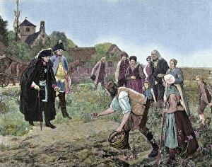 Agriculturist Gallery: Frederick the Great (1712-1786) visiting farmers as they wor