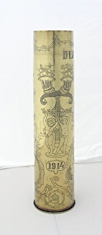 Images Dated 9th February 2013: French 77mm shell case - Souvenir de la Bataille de L Yse