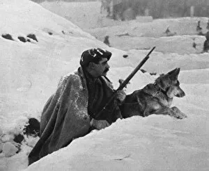 Alert Gallery: A French alpine soldier on sentry duty with his Eskimo sent