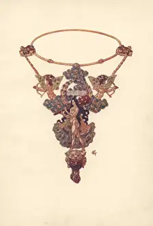 Holme Prints: French art nouveau pendant and necklet by Eugene Grasset