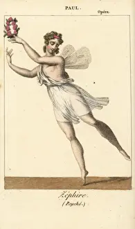 Theater Prints: French ballet dancer Paul as Zephyr in Psyche