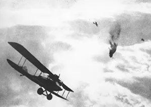 Shot Collection: French balloon shot down by German aircraft, WW1