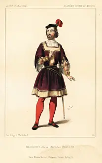 Alexandre Prints: French baritone Paul Barroilhet as Iago in Othello, 1844