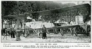 French biplane being guarded at Belfort, WW1