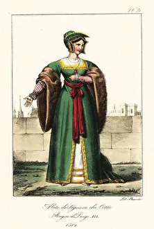 Italian Edition Prints: French bourgeois lady, reign of King Louis XII, 1512