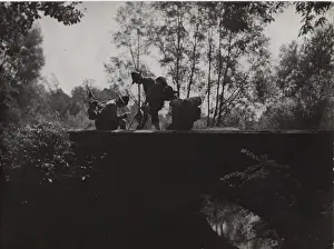 Directions Prints: French boy scouts on a bridge over a river