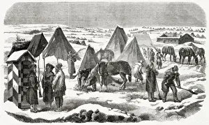 French camp in the snow. Date: winter 1854 - 1855