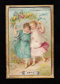 Images Dated 11th June 2018: French card, two girls celebrating Friendship