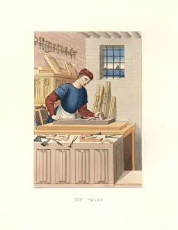 Carpenter Prints: French carpenter working with tools, 16th century