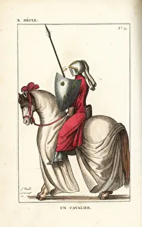 Tunic Prints: French cavalry knight in armor, 10th to 12th century