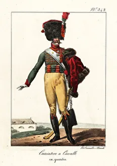 Domenico Cuciniello Prints: French Chasseur light cavalry regiment, Napoleonic era