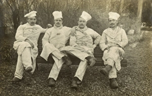 Images Dated 12th April 2012: Four French chiefs sitting on a bench