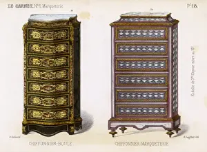 Marquetterie Prints: Two French Chiffonniers