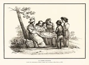 Diversion Prints: French children playing a wheel of fortune, 1825