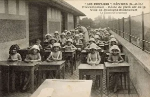 Boulogne Prints: French children sitting at their desks at an open-air school