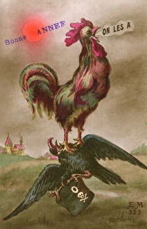 French Cockerel proudly defeating the German Black Eagle