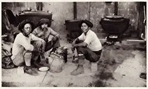 Annam Prints: French colonial soldiers preparing a meal 1916