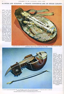 Bagpipes Gallery: A French cornemuse and an Indian sarangi
