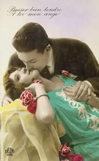 French couple kissing