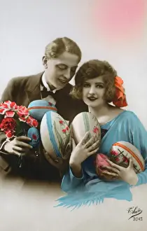 Clutching Prints: French couple with painted Easter Eggs