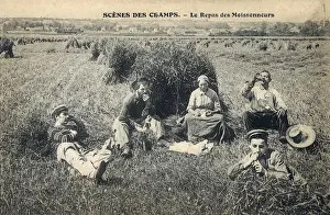 Countryfolk Prints: French Coutryfolk - Lunchtime for Reapers / Harvesters