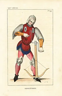 14th Century Prints: French crossbowman, 14th century